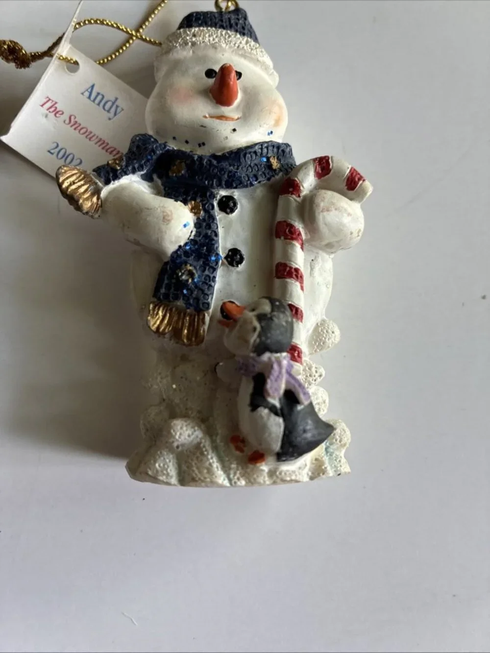 Vintage Marathon Andy The Snowman 2002 Christmas Ornament Penguin Holiday